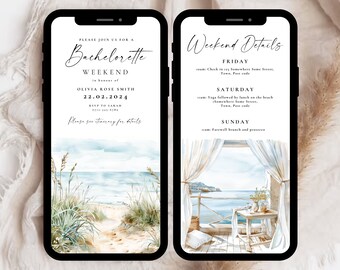 Beach Bachelorette Invitation Template, Girls Weekend Invite (Digital)