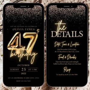 47th Birthday Party Invitation Template, Editable 47th Digital Invitation, 47th Birthday Invitation for Women, 47th Dinner Party Invites