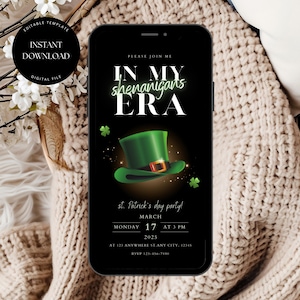 St. Patrick&#39;s Day Party Invitation, Shamrock Saint Patrick&#39;s Day Party Invite, In My Shenanigans Era Invite, St. Paddys Day Digital Invite