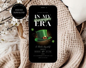 St. Patrick's Day Party Invitation, Shamrock Saint Patrick's Day Party Invite, In My Shenanigans Era Invite, St. Paddys Day Digital Invite