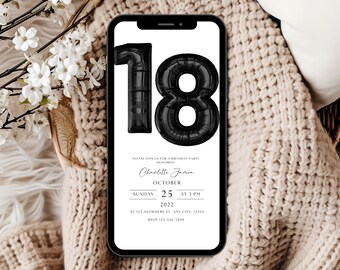 18. Geburtstagsparty Einladung Vorlage, Digitale 18.Geburtstagseinladung, Digitale 18.Einladung, Bearbeitbare 18.Geburtstagsfeier Evite