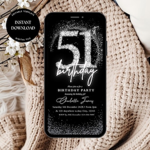 51st Birthday Party Invitation Template, Editable 51st Digital Invitation, Custom 51st Electronic Invitation, Digital 51st Party Invite