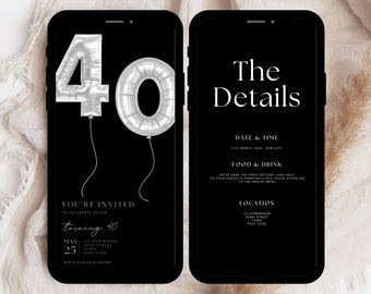 Modelo de convite digital para festa de 40 anos, modelo de convite para festa de 40 anos, convite para festa de 40 anos, convite digital para festa de 40 anos