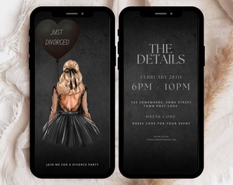Electronic Divorce Party Invitation, Black Dress (Digital Download)