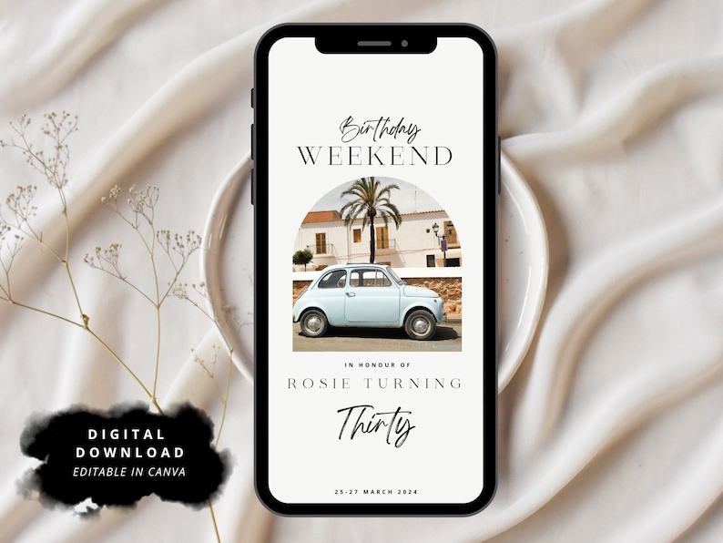 Digital Birthday Weekend Invitation & Travel Itinerary, Girls Vacation ...