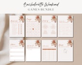 Boho Bridal Shower Games Bundle, Pampas Grass Bachelorette Party Game Templates, Editable Bridal Shower Games Printable Pack x8