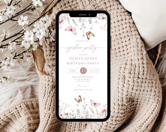 Editable Garden Party Invitation Template, Wildflower Birthday Invitation, Floral Garden Party Invite, Floral Birthday Digital Invitation