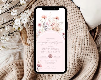 Editable Garden Party Invitation Template, Wildflower Birthday Invitation, Floral Garden Party Invite, Floral Birthday Digital Invitation