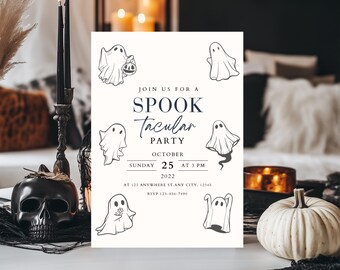Editable Ghost Halloween Party Invitation Template (Digital Download)