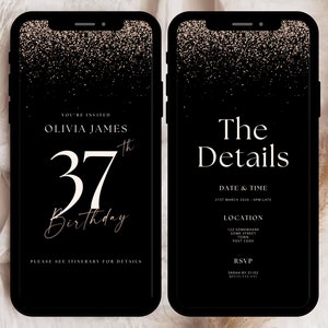 Digital 37th Birthday Invitation Template, 37th Birthday Party Invitation, 37th Party Invite Template, Digital 37th Invitation Editable