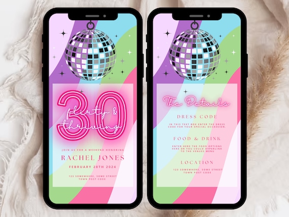 Thirty Flirty and Thriving Birthday Invitation & Itinerary, 13 going on 30 Invite, Digital 30th Birthday Invitation, 30th Online Invitation