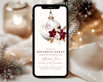 Digital 50th Birthday Party Invitation Template, Christmas Party Birthday Invite, Editable 50th Birthday Party Invitation, 50th Text Invite