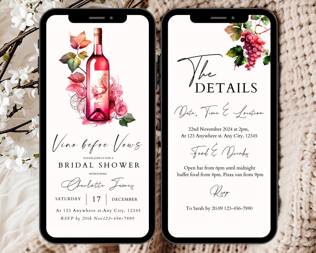 Vino Before Vows Bachelorette Invitation Template, Vino Before Vows ...