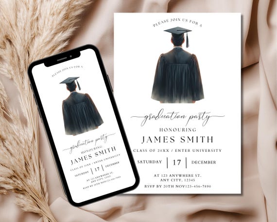 Digital Graduation Party Invitation Template, Graduation Announcement Invite, Graduation Party Invite for Him, Graduate Class of 2025 Evite - Etsy Israel Digital Graduation Party Invitation Template, Graduation Announcement Invite, Graduation Party Invite for Him, Graduate Class of 2025 Evite - Etsy Israel
