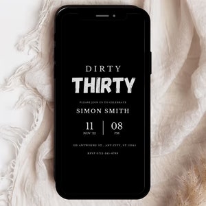 Dirty Thirty Party Invitation, Dirty Thirty Party Invite, Dirty 30 Birthday Invite, Dirty Thirty Digital Invitation, Dirty 30 Birthday Party