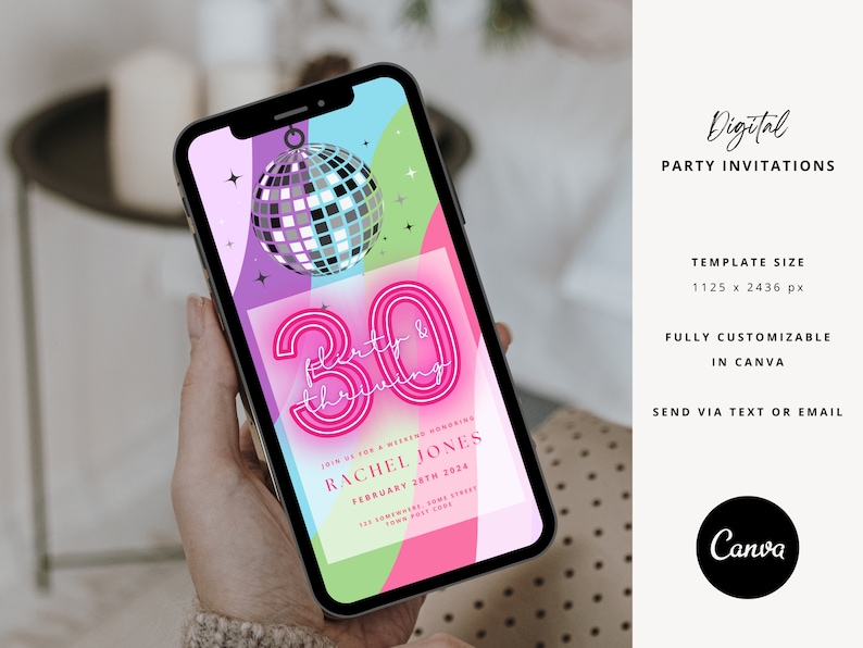 Faire-part et itinéraire pour 30 anniversaires séduisants et épanouis, 13 sur 30 invitations, Invitation numérique pour 30e anniversaire, 30e Invitation en ligne image 2