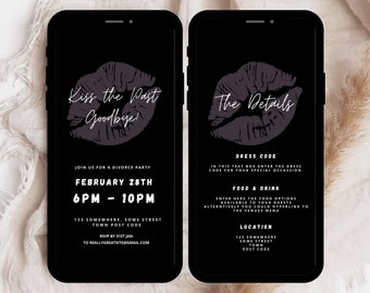 Electronic Divorce Party Invitation, Kiss The Past Goodbye (Digital)