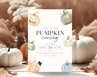 Halloween Pumpkin Carving Party Invitation, Printable Pumpkin Carving Party Invite, Pumpkin Patch Party Invite, Kids Halloween Party Invite