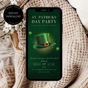 St. Patrick&#39;s Day Party Invitation, St. Paddys Day Invite, Shamrock Party Invite, Irish Party Invitation, St. Patricks Day Digital Invite