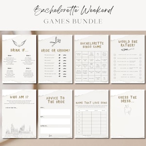 Paquete de juegos Wizard Magic Bachelorette, paquete de juegos de despedida de soltera de la escuela mágica, juegos de despedida de soltera Canva plantilla juegos editables x8