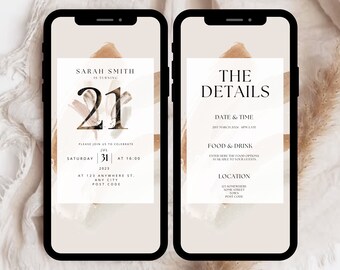 Chic 21st Birthday Party Invitation Template (Digital Download)