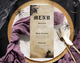 Vintage Halloween Menu Template, Halloween Party Menu Template, Halloween Dinner Party Menu Template, Printable Halloween Menu