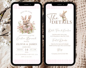 Easter Brunch Invitation Template, Bunny Evite (Digital)