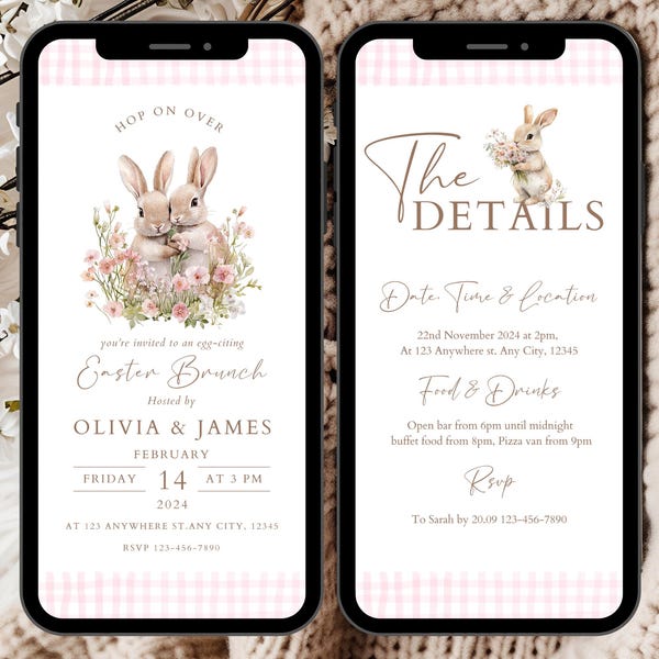 Modello di invito per il brunch pasquale, Bunny Evite (digitale)
