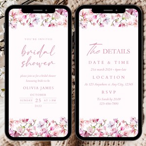 Floral Bridal Shower Invitation Template, Bridal Shower Digital Invitation, Floral Bridal Invite, Digital Bridal Shower Invite