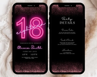 18. Geburtstag Party einladen Vorlage, 18. Geburtstag Party Einladung Vorlage für Sie, Digital 18. Geburtstagseinladung, sofortiger Download
