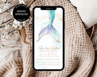 Last Splash Bachelorette Einladung Vorlagen, Meerjungfrau Junggesellinnenparty einladen, Sofort Download, Bachelorette Evite, Brautdusche einladen
