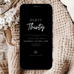 Dirty Thirty Party Invitation, Dirty Thirty Party Invite, Dirty 30 Birthday Invite, Dirty Thirty Digital Invitation, Dirty 30 Birthday Party