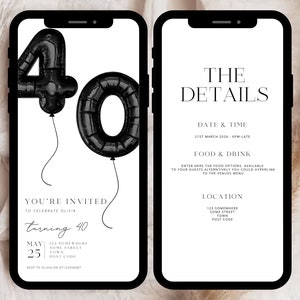 Digital 40th Birthday Invitation, 40th Birthday Party Invite, 40th Party Invitation, Digital 40th Invitation, 40th Digital Invitation