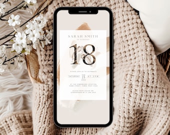 Minimalist 18th Birthday Invitation Template (Electronic Invite)