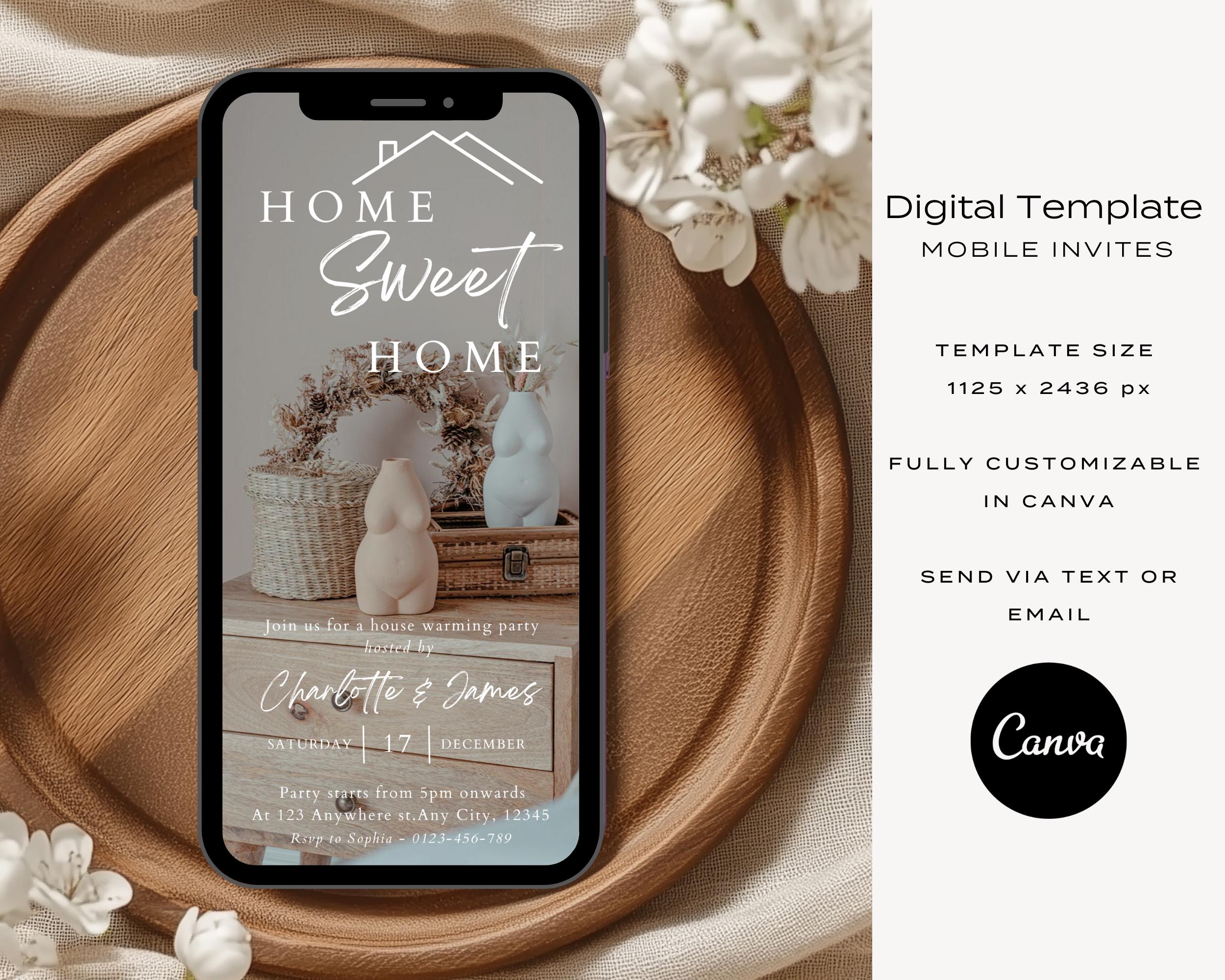 Digital Housewarming Invitation Template, Editable Housewarming Party ...