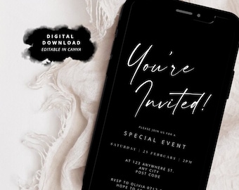 Minimalist Digital Invitation, Mobile Invite, Corporate Event (Digital Download)