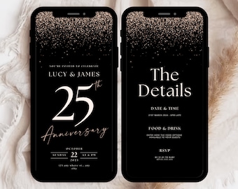 25th Anniversary Party Invitation Template, Silver Wedding Anniversary Invitation, 25th Wedding Anniversary Invite, 25th Anniversary Evite