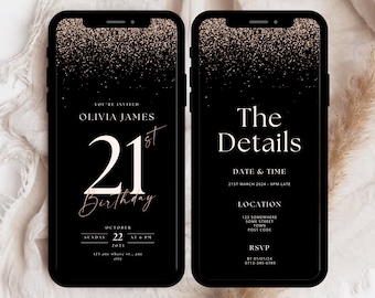 21st Birthday Party Invitation Template, 21st Birthday Invite, 21st Party Invite, 21st Dinner Party Invitation, 21st Digital Invitation
