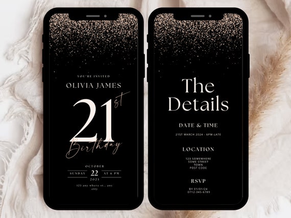 21st Birthday Party Invitation Template, 21st Birthday Invite, 21st Party Invite, 21st Dinner Party Invitation, 21st Digital Invitation