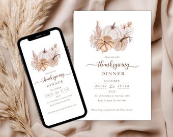 Friendsgiving Dinner Invitation Template, Friendsgiving Dinner Digital Invite, Editable Thanksgiving Invitation Template, Thanksgiving