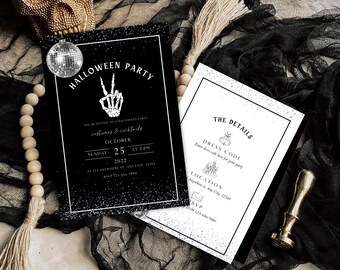 Spooky Halloween Party Invitation Template, Editable Evite (Digital Download)