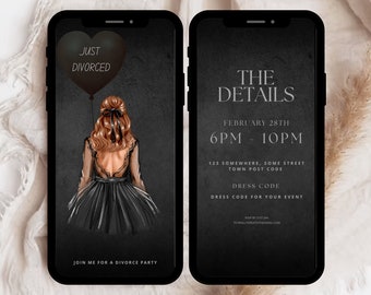 Black Divorce Party Invitation, Digital Text Invite (Instant Download)