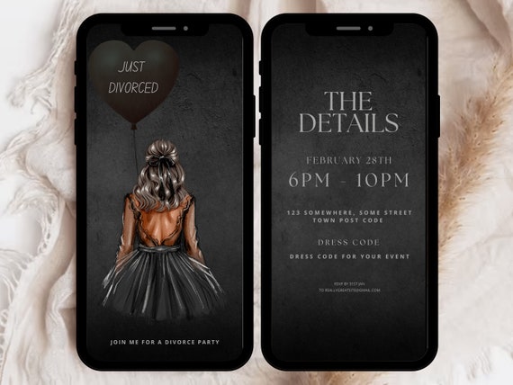 Electronic Divorce Party Invitation, Digital Divorce Text Invite, Black Divorce Party Invite,  Divorce party E-invite, Instant Download