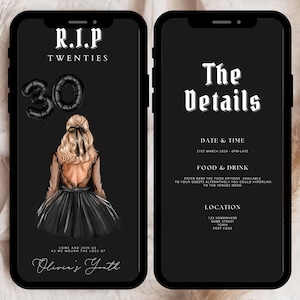 RIP 20er Jahre Party Einladung, RIP Twenties Party Einladung, 30. Geburtstagsparty einladen, Digitale 30. Geburtstagseinladung, 30