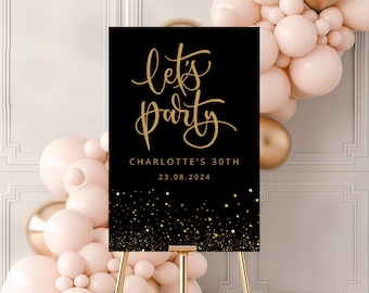 Let's Party Welcome Sign Template, Let's Party Birthday Sign, 30th Birthday Welcome Sign, 30th Party Signs, Welcome Party Sign Template