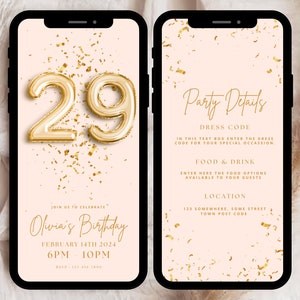 Digital 29th Birthday Invitation Template, 29th Birthday Party Invitation, 29th Birthday Evite, 29th Party Invite, Digital 29th Invitation