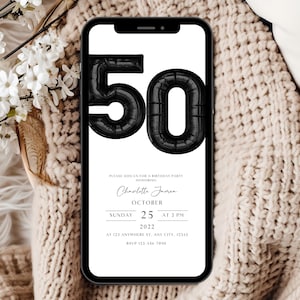 50th Birthday Party Invitation Template, Digital 50th Birthday Invitation, Digital 50th Invitation, Editable 50th Birthday Party Invite EM