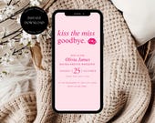 Kiss the Miss Goodbye Invitation, Kiss the Miss Goodbye Bachelorette Invitation, Editable Hen Party Invite, Digital Bachelorette Invite