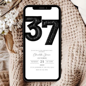 37th Birthday Party Invitation Template, Digital 37th Birthday Invitation, Digital 37th Invitation, Editable 37th Birthday Party Evite EM
