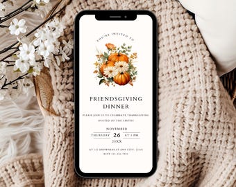 Digital Friendsgiving Dinner Invitation Template, Thanksgiving Invitation, Friendsgiving Dinner Invite, Thanksgiving Party Invites